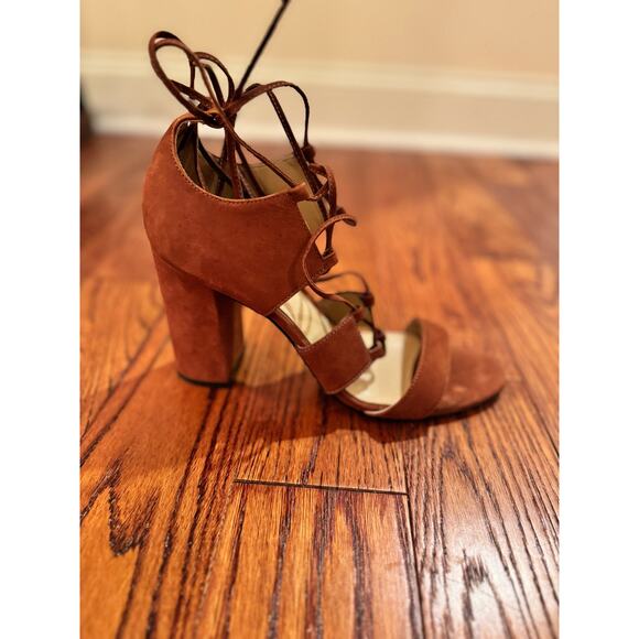 Vince Camuto Wendell Womens 7.5 Brown Tan Suede Shoes Lace Up Gladiator Sandals - Picture 8 of 16